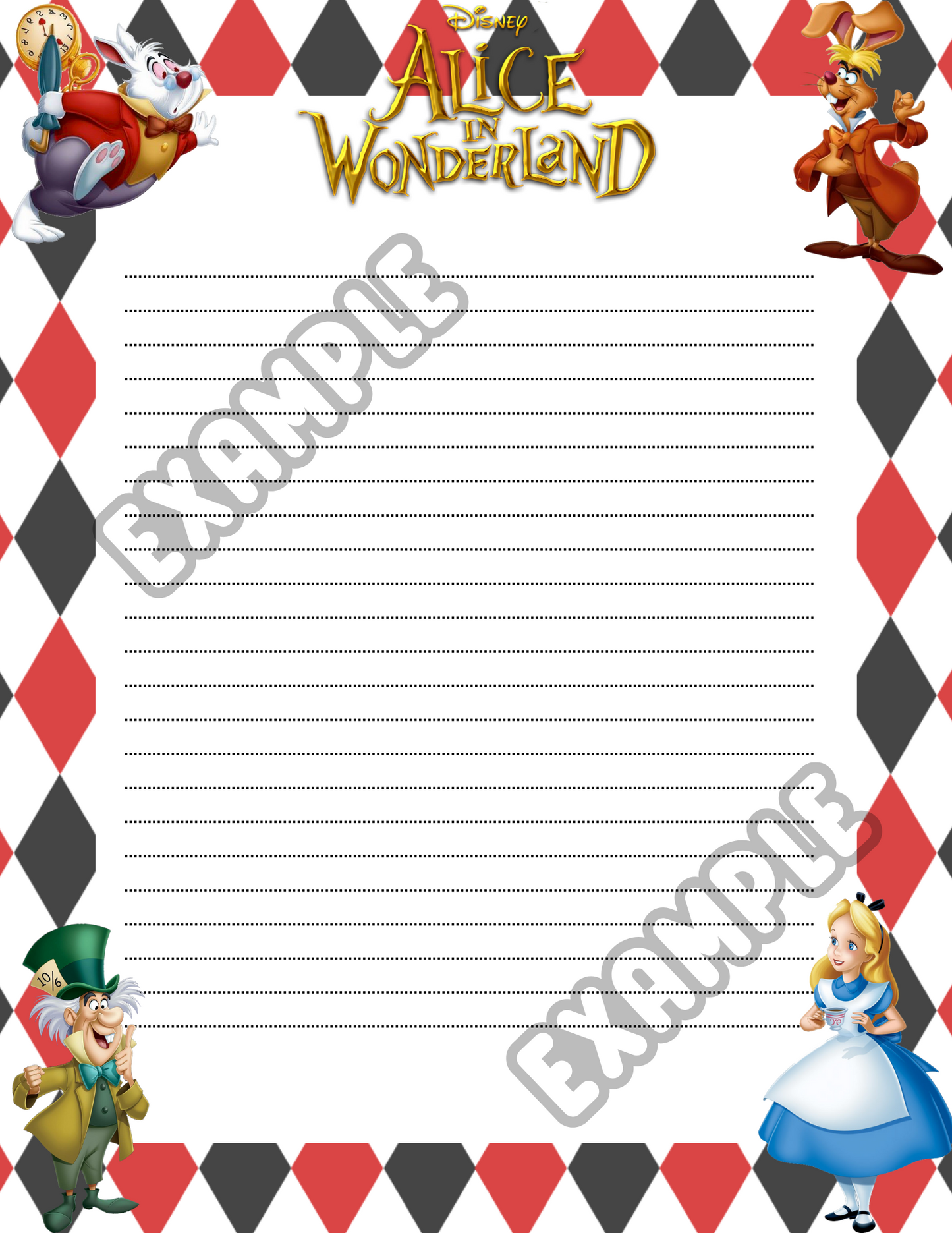 Alice in Wonderland Notepad