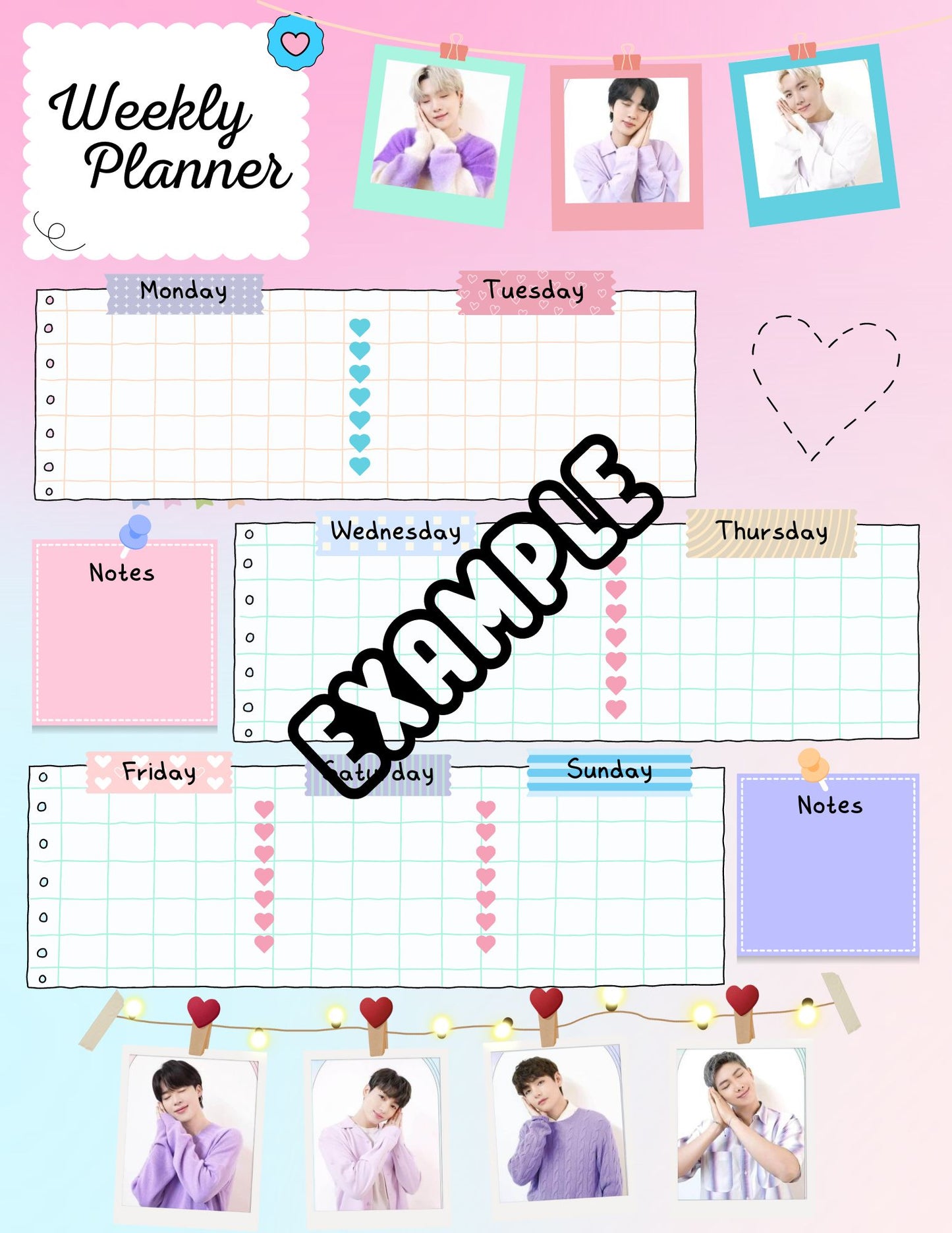 BTS Weekly Planner Pink