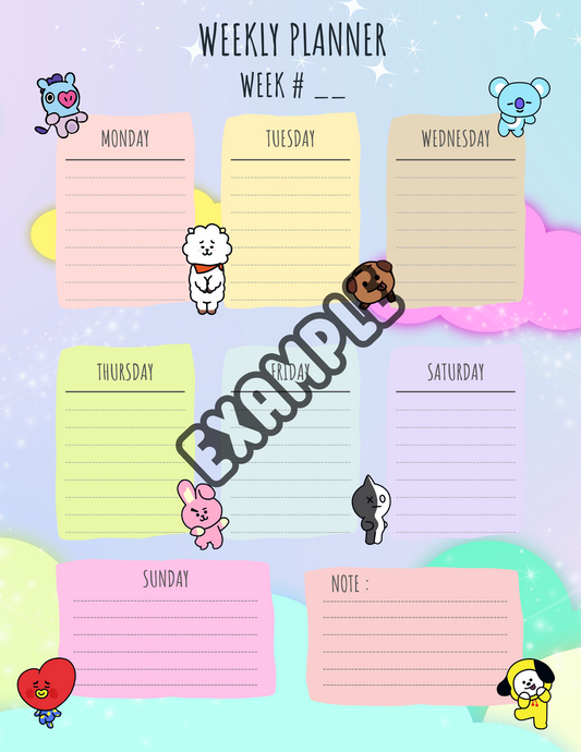 BT21 Colorful Weekly Planner